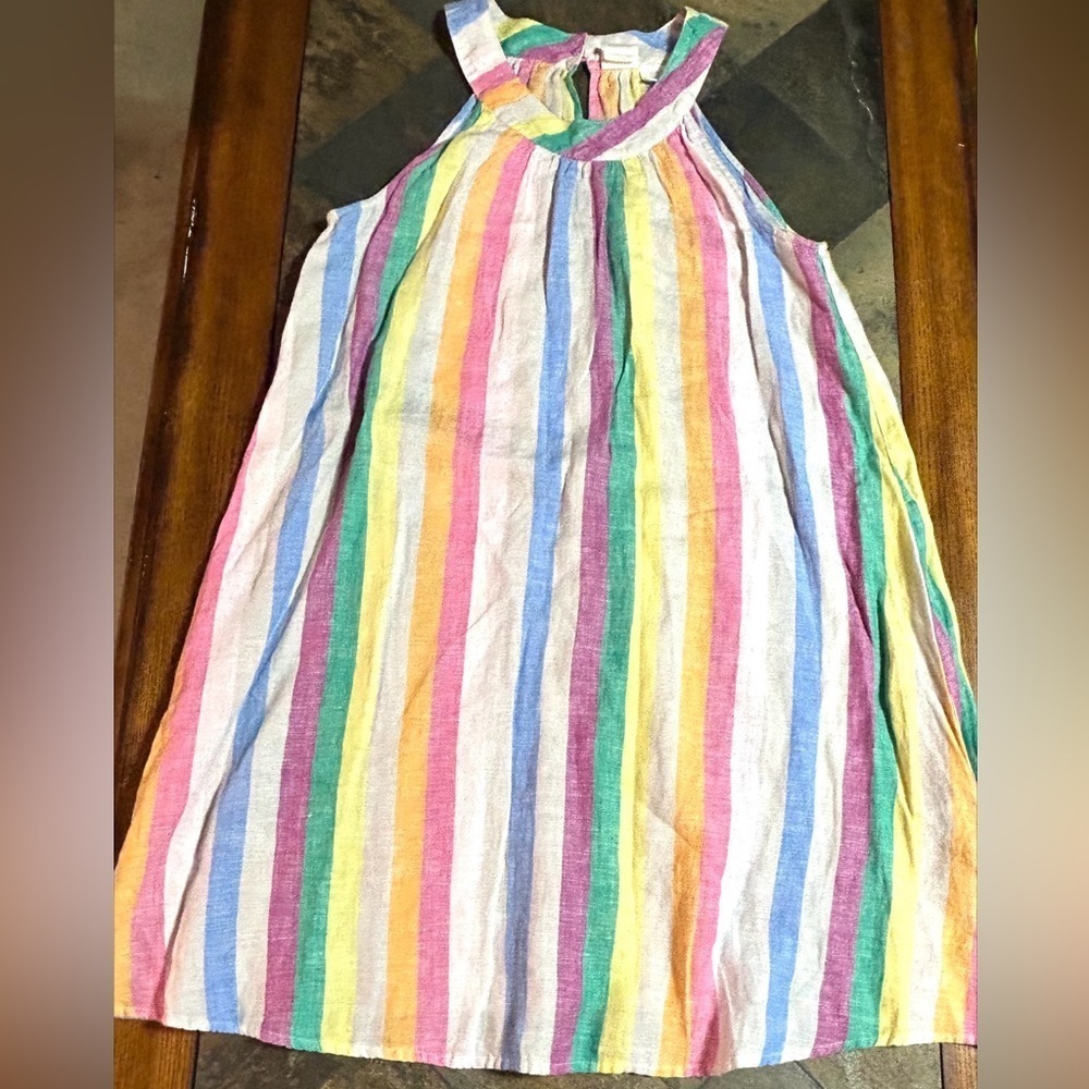 C&C California Rainbow‎ Stripe Linen Halter Dress Boho Beach Festival Summer S - Picture 4 of 10